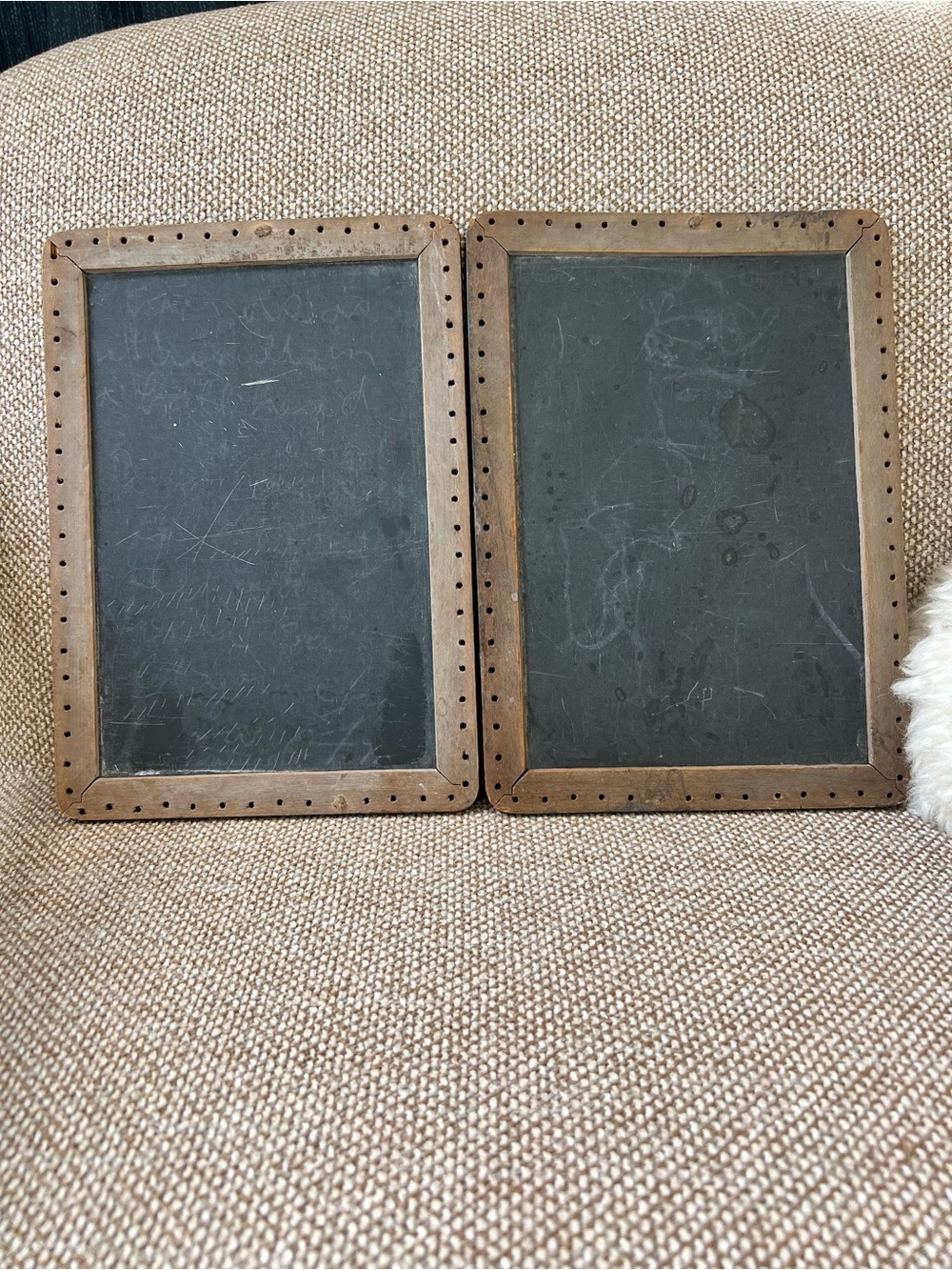 Vintage Pair of Small Chalkboards with Wood Frames - 2-sided